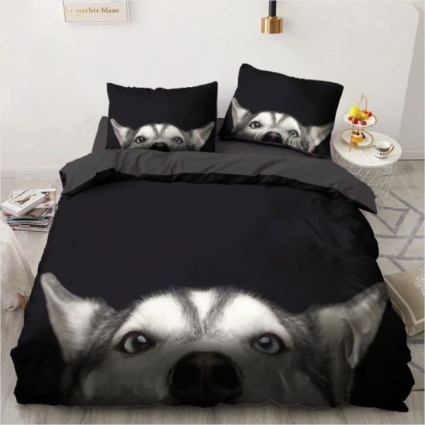 Conjuntos 3d Animais Conjunto de roupas de cama adorável e edredom preto capa de edredão preto decoração de casa decoração solteira single king size de presente de presente