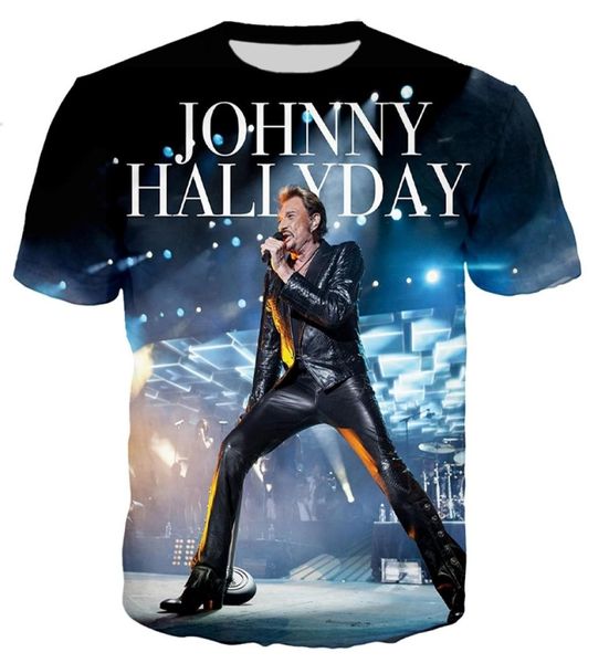 Pop cantor johnny hallyday 3d impresso t camisa das mulheres dos homens rock moda casual streetwear roupas hip hop harajuku camisetas 2205208699689
