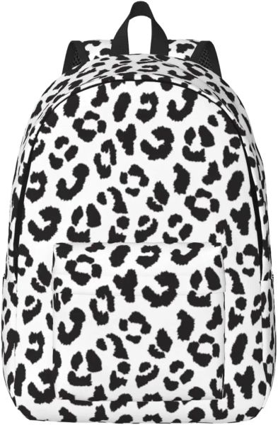 Mochila mochila casual leve branco preto leopardo impressão portátil mochila das mulheres dos homens saco de viagem ao ar livre lona daypack