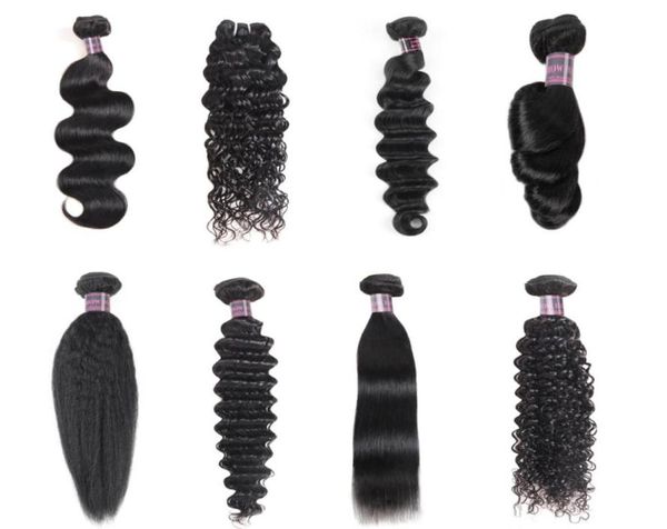 3 Bundles 838 Zoll tiefe lose brasilianische Menschenhaarbündel Yaki gerade tiefe lockige Körperwasserwelle gerade Farbe reines Haar Ex77580510