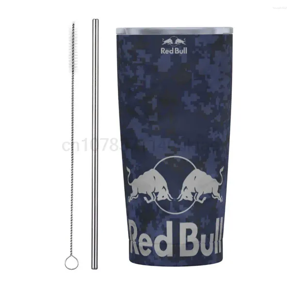 Tumblers Red Racing Double-Bull 20 Oz Tumbler Sports RB Vakuumisolierter Reise-Thermobecher mit Deckel Edelstahl Outdoor Home Mug