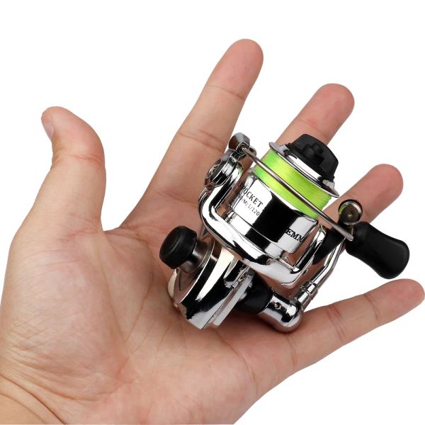 Acessórios Mini 100 bolso giratório Bobina de pesca Tackle Small giration rolo 4.3: 1 roda de metal peca pequena carretel