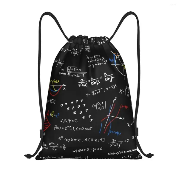 Sacos de compras Geek Física Equações Cordão Mulheres Homens Leve Matemática Professor de Ciências Presente Geométrico Esportes Ginásio Mochila de Armazenamento