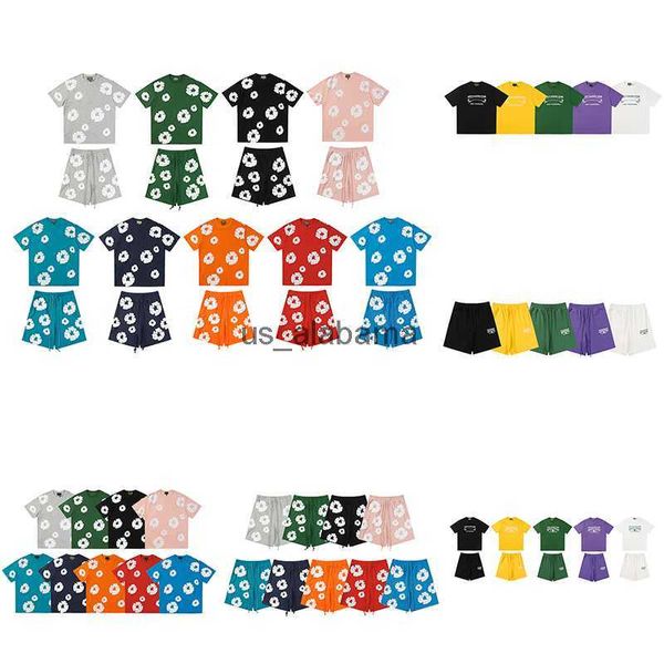Erkek Tişörtleri Tasarımcı Erkek Gömlek Kapşonlu Gözyaşı Sweatshirt ve Şort Graffiti Gömlek Köpük Yaz Sporları Trailsits 240301