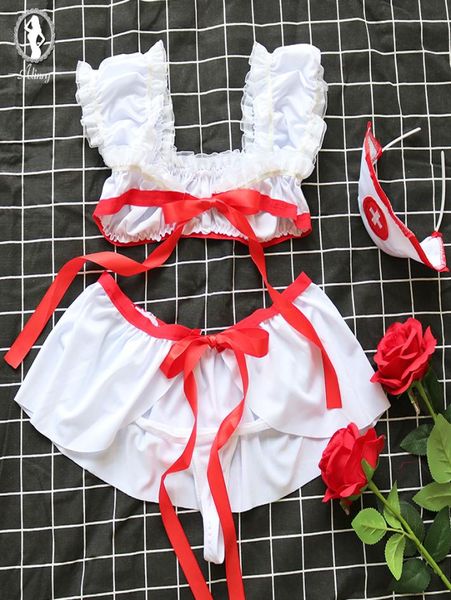 Alinry seksi iç çamaşırı kadınlar beyaz hemşire üniforma cosplay babydoll erotik iç çamaşırı, içi boş porno kostümleri lenceria s95742539