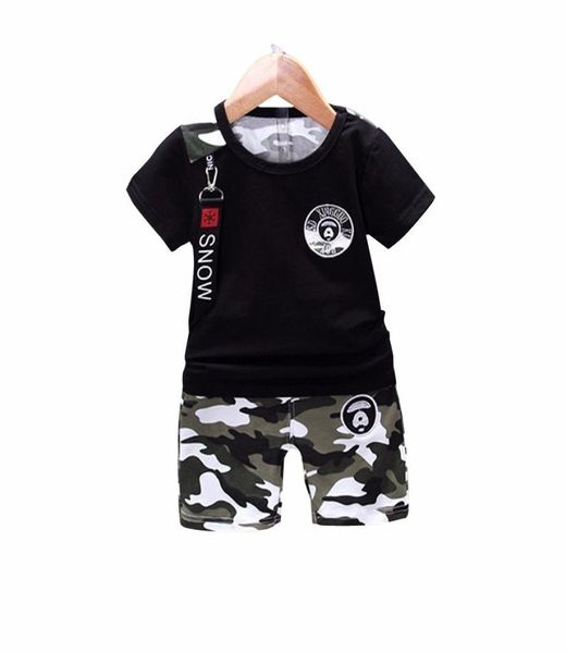 Novo verão casual camuflagem bebê recém-nascido menino da criança roupas conjunto t camisa topos calças 2pcssets algodão crianças roupas 4332308