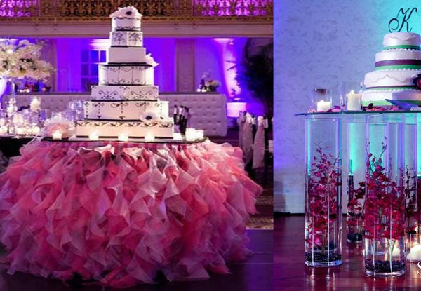 Saias de mesa tutu com babados, toalha de mesa de casamento artesanal, decorações de mesa de bolo colorido para eventos de festa de casamento, mesa diy ruf5752819