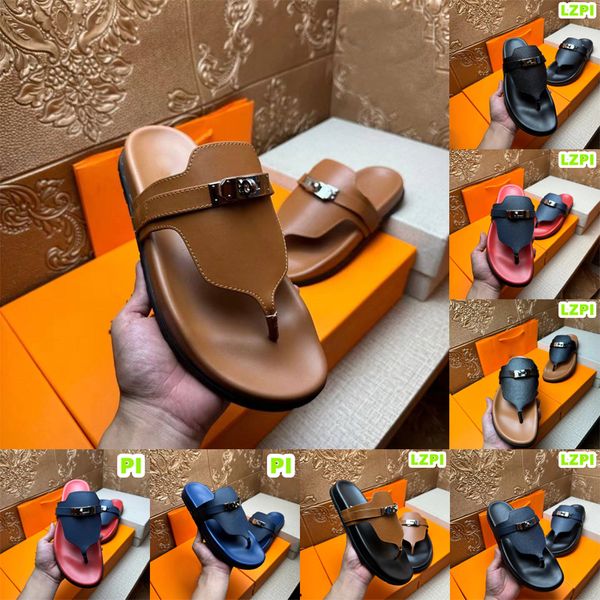 Sommer-Designer-Hausschuhe für Herren und Damen, Empire-Sandalen, lässige Sandalen, Luxus-Modemarken, flaches Leder, Metallschnalle, Flip-Flops, Strandschuhe, Herren-Slipper, 38–46