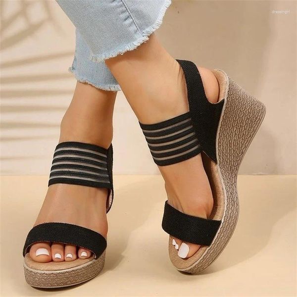 Sandalen Damen Wedges 2024 Sommer Mode Mesh Peep Toe Plattform High Heel Frauen Sexy Party Kleid Alias