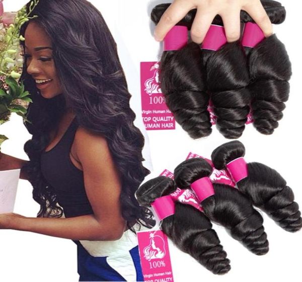 Cabelo Virgem Peruano Pacotes 4 Pçs / lote 100gpcs 9A Cabelo Humano Não Processado Tece Peruano Onda Solta Cabelo Virgem Tramas Natural Blac964367022