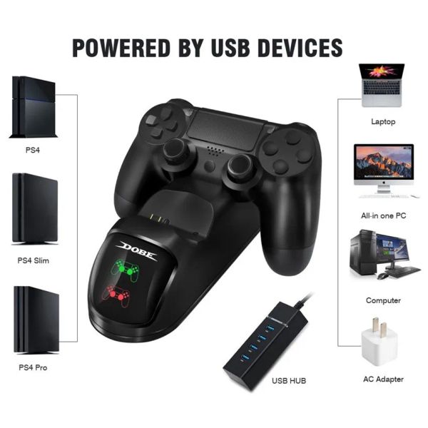 Joysticks per controller PS4 Doppi ricarica stazione dock 4 micro caricatore di ricarica USB Dongle Fast Caricatore per PlayStation 4 Slim / PS4 Pro