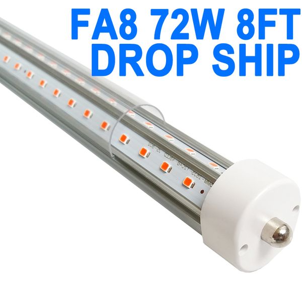 Lampadine a tubo LED T8 T10 T12 8FT, 72W 6500K, apparecchio fluorescente sostitutivo LED Fa8 a pin singolo, bypass zavorra, luci per garage officina magazzino crestech