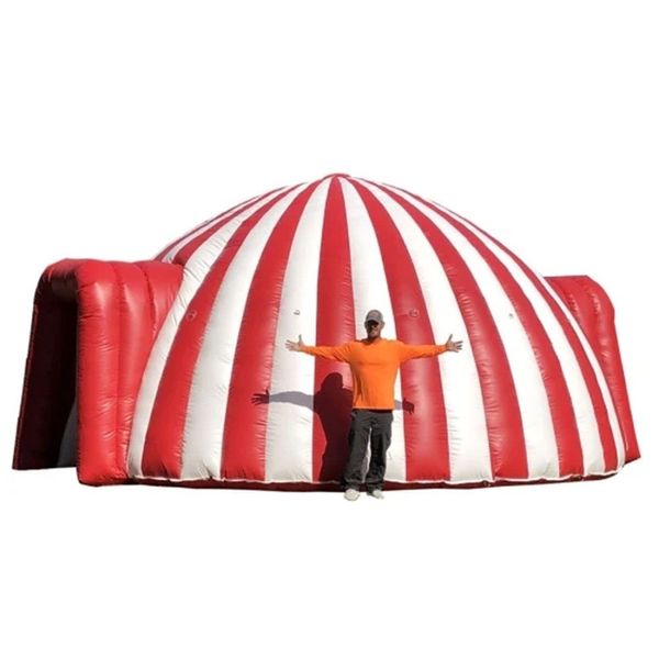 wholesale Ingresso da circo oxford rosso bianco da 5 m di diametro Tenda igloo gonfiabile di alta qualità pop-up a cupola piena per ingresso festa per eventi all'aperto