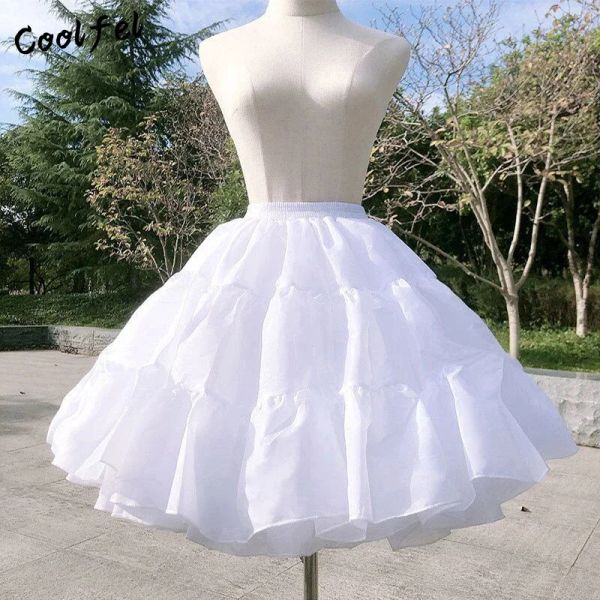 Rock COOLFEL Damen Mädchen Lolita Weißer Petticoat Cosplay Party Ballkleid Kurzer Unterrock Tüll Puffrock Niedliche Mädchenröcke