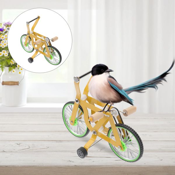 Brinquedos papagaio bicicleta adereços de treinamento brinquedo pássaro mini bicicletas gaiola brinquedos engraçados metal criativo brinquedos esportes para papagaios