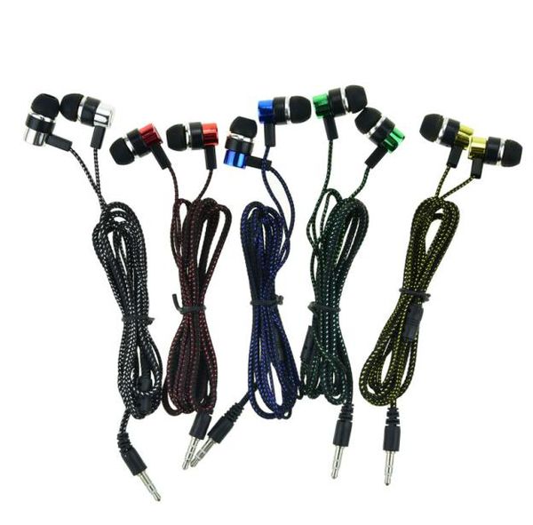 Auricolari intrecciati sfusi Auricolari Cuffie Cuffie per cellulare Mp3 MP4 5 colori6564455