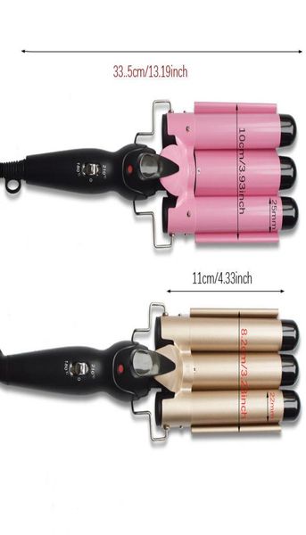 Professionale in ceramica Triple 3 Barrel Hair Wave Waver Strumenti per lo styling Salone digitale Curling Iron Bigodino Bacchetta per capelli Styler7127403