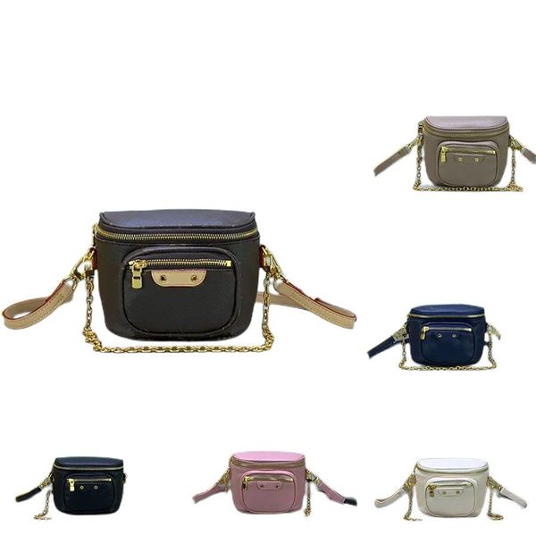 Mini Bumbag Bolsa Bolsa Mulheres Designer Cintura Gradiente Estamão Flor Fanny Pack Bum Bum Bum Men Bacs de peito Cadeia e Correia de couro Crossbody Crossbody