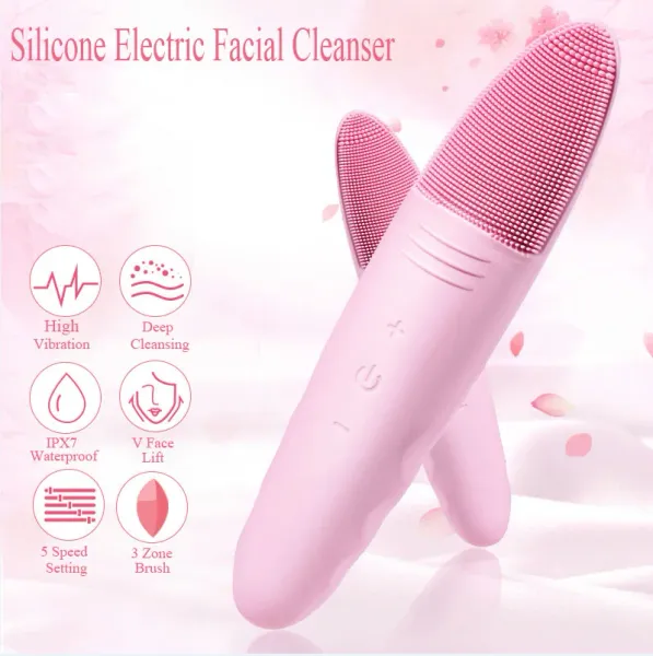 Dispositivos de limpeza facial, mini escova elétrica de massagem facial, máquina de lavar o rosto, à prova d'água, silicone, ferramentas de limpeza facial