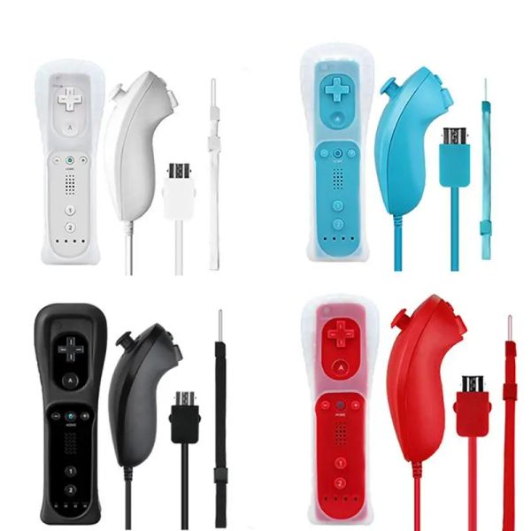 Геймпады для Vii, геймпады, беспроводной пульт дистанционного управления + нунчаки с силиконовым чехлом, аксессуары для игровой консоли Nintend Wii