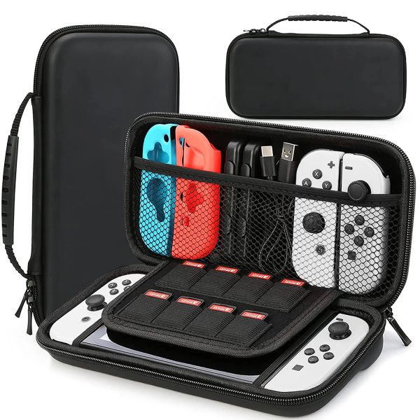 Gamepads Mooroer Case para Nintendo Switcholed Modelo Protetor rígido portátil para viagem Carry Case Shell Bolsa para Oled Bolsa Acessórios