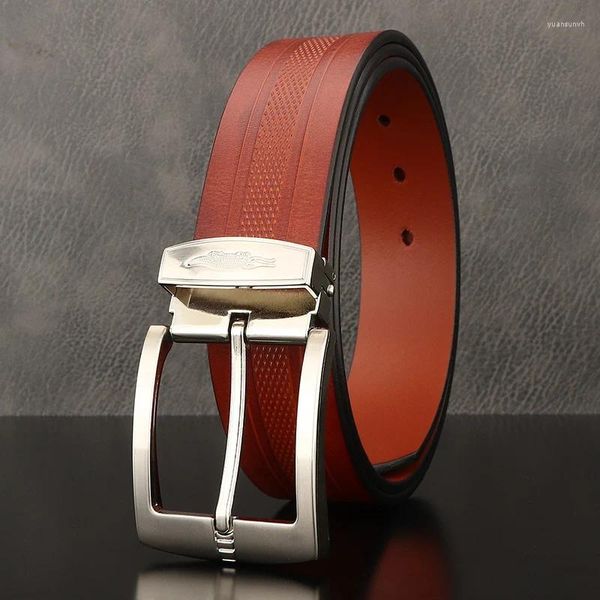 Cintos de luxo designer homens marca pino fivela de alta qualidade famoso grão couro 3.8cm de largura vintage casual ceinture homme