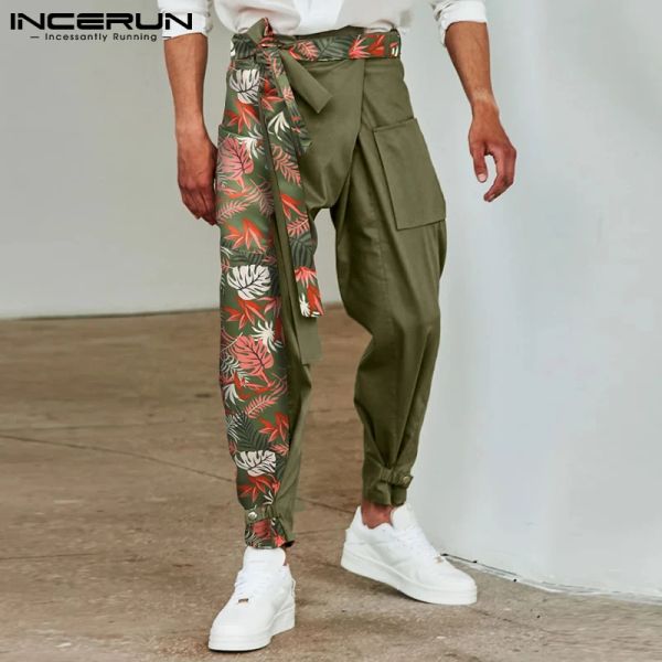 Pantaloni INCERUN Pantaloni stile americano nuovi da uomo larghi comodi pantaloni casual tinta unita cuciture stampate pantaloni larghi S5X