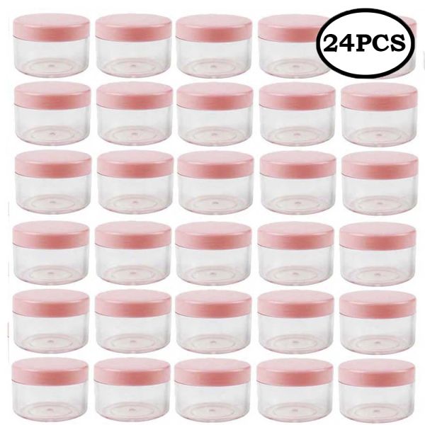 Бутылки 24pcs 10g 15g 20g Make Up Bake Cosmetic образец пустой контейнер пластиковый круглый круглая крышка маленькая бутылка для век