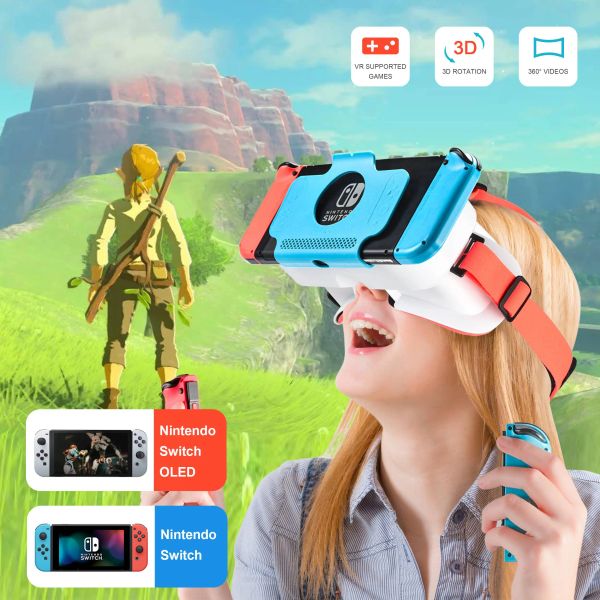 Geräte VR-Brille für Nintendo Switch OLED 3D-Brille Virtual-Reality-Filme für Switch Game Headset Verstellbare VR-Brille mit großem Objektiv
