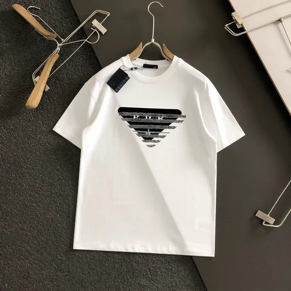 Camiseta masculina moda masculina camiseta de luxo casual masculina camiseta feminina designer camisa feminina verão gola marinheiro manga curta respirável algodão triângulo vestido tees