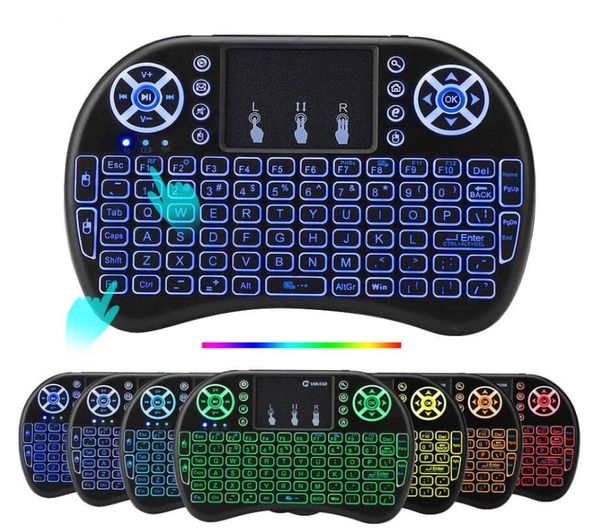 20pcs Rii i8 teclado sem fio retroiluminação Air Mouse remoto com touchpad portátil para TV BOX X96 TX3 mini5138147