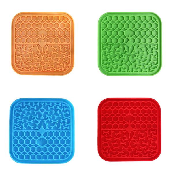 Alimentação do animal de estimação lamber tapete de silicone para cães pet placa de comida lenta distração de banho do cão silicone otário treinamento de alimentos alimentador do cão suprimentos