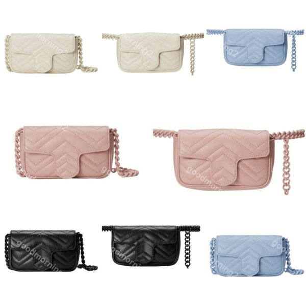 Modische Hüfttasche, Cross-Body-Gürteltasche, Damen-Mini-Geldbörse, Bauchtasche, Makaron-Leder-Clutch, Geldbörse, Briefketten-Anhänger, abnehmbarer Stil300q