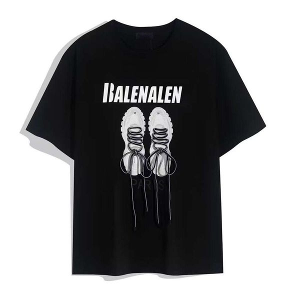 Tee Balencaigaly Balencigaly Homens Manga e Mulheres Camiseta Solta Paris Daddy Sneaker Sapato Camisa Curta Estampa Amante Tripulação Pescoço Respirável Roupas Oversized Grande01