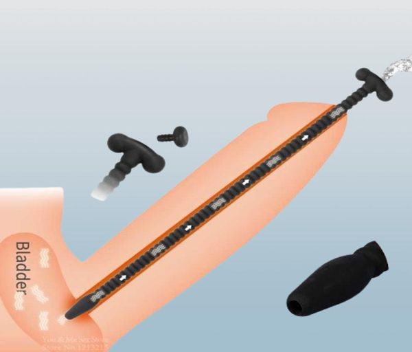Erwachsene Massagegerät Silikon Hohl Harnröhren Sound Dilator Penis Plug Sounding Katheter Einführung Harnröhre Stimulator Männlicher Masturbator S1006158