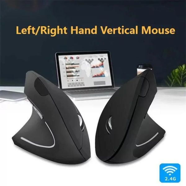 Ratos com fio/mouse sem fio direita/esquerda mouse vertical ergonômico saudável 2.4g usb óptico mause com almofada para computador portátil desktop