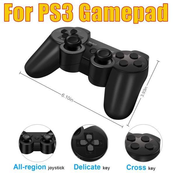 Gamepad Gamepad wireless a doppia vibrazione per PS3 Controller di gioco con maniglia di gioco Joypad cablato USB a 6 assi
