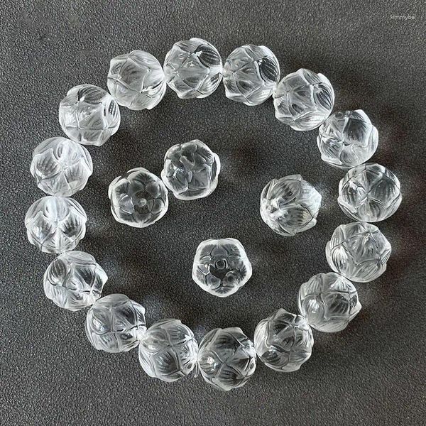 Lose Edelsteine, 1 Stück, volles Loch, Perlen, geschnitzte Lotusblume, 13–14 mm, Herstellung von Schmuck, Halskette, FPPJ, Großhandel