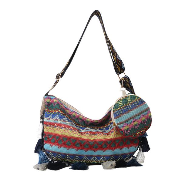 Bolsa de crossbody retro étnica para mulheres exclusivas bohemian tassel detalhe bolsa única bolsa de ombro de grande capacidade para transportar todos os dias