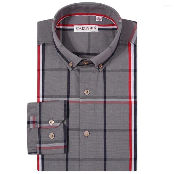 Camicie eleganti da uomo Camicia da uomo a maniche lunghe a quadri in cotone senza tasche Elegante casual comoda vestibilità standard a quadri a quadretti da uomo con bottoni