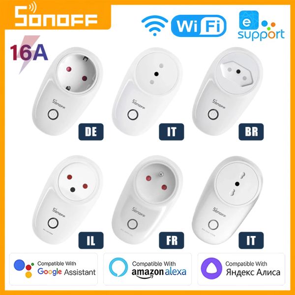 Steuern Sie SONOFF S26 R2 Plug Wireless Smart Socket WiFi EU/FR Plug Enchufe EWelink APP/Vocie mit Alexa Google Yandex Alice Smartthings