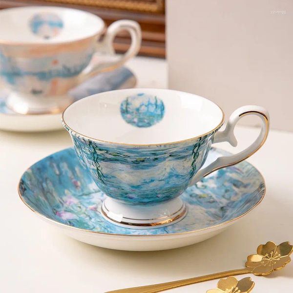 Повседневная обувь раскрывает звездную кофейную чашку кости Китай Британская роскошная творческая картина масла дома послеобеденный чай керамические кружки
