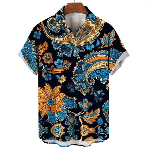 Camisas casuais masculinas 2024 camisa étnica gráfico 3d impresso mens tops designer oversized t-shirt mencasual lapela