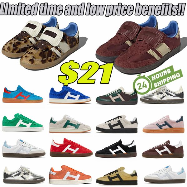 2024 Baixo Preço Designer Sapatos Leopardo Impressão Wales Bonner Vintage Sapatilhas Não-Slip Moda Campus Homens e Mulheres Sapatos Casuais AAA Qualidade