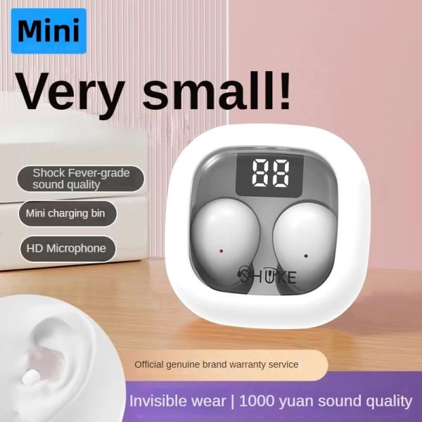 Cuffie Mini TWS Auricolari Bluetooth wireless Cuffie per dormire Cuffie con riduzione del rumore InEar con microfono Auricolari invisibili impermeabili