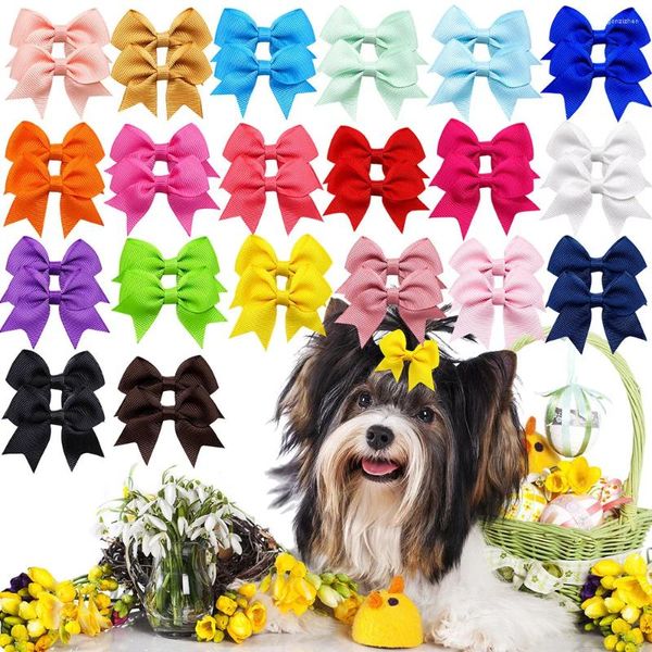 Abbigliamento per cani 30 pezzi Fermagli per capelli per animali domestici carini Cucciolo Tinta unita Fiocco Forcina Accessori per boutique per gatti Multicolor