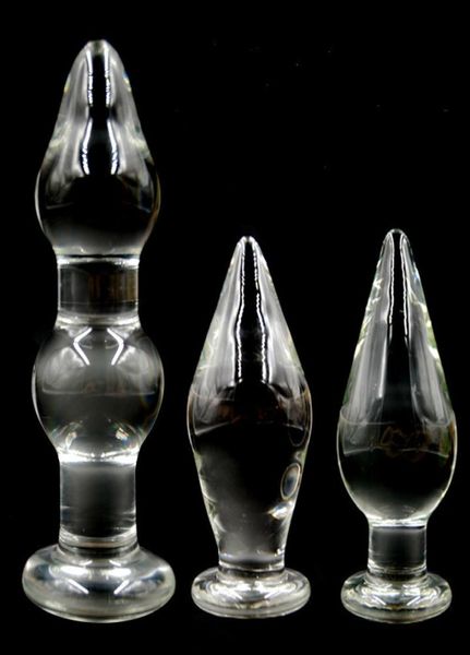 Diametro da 48mm a 80mm Pyrex Crystal Glass Anal Plug Big Long Butt Plug in vetro Pene Adulto Gspot Masturbatore maschile Dildo Giocattoli del sesso gay Y204722064