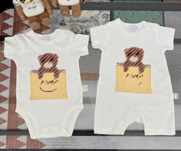 Popular macacões recém-nascidos bolsa urso padrão infantil bodysuit tamanho 59-90 roupas da criança designer bebê rastejando terno 24feb20