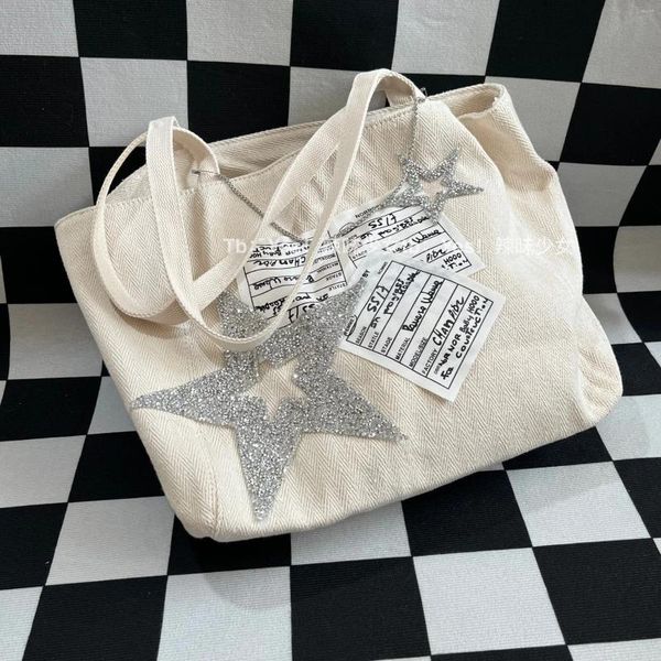 Bolsas de noite moda casual na moda de alta capacidade tote y2k diamante estrela estética bolsas femininas todos os jogos bolsa de ombro nas axilas