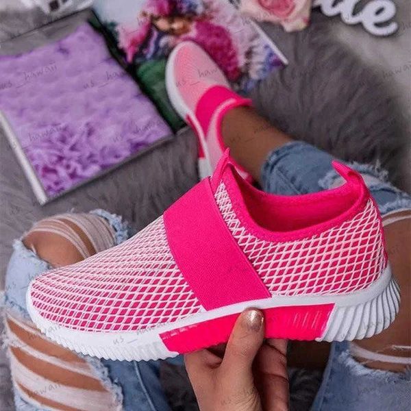 Sapatos de vestido tênis para mulheres verão moda doce cor esporte sapatos correndo malha respirável deslizamento em apartamentos senhoras sapatos casuais t240302